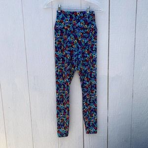 American apparel fun vintage inspired bright flower print high waisted leggings